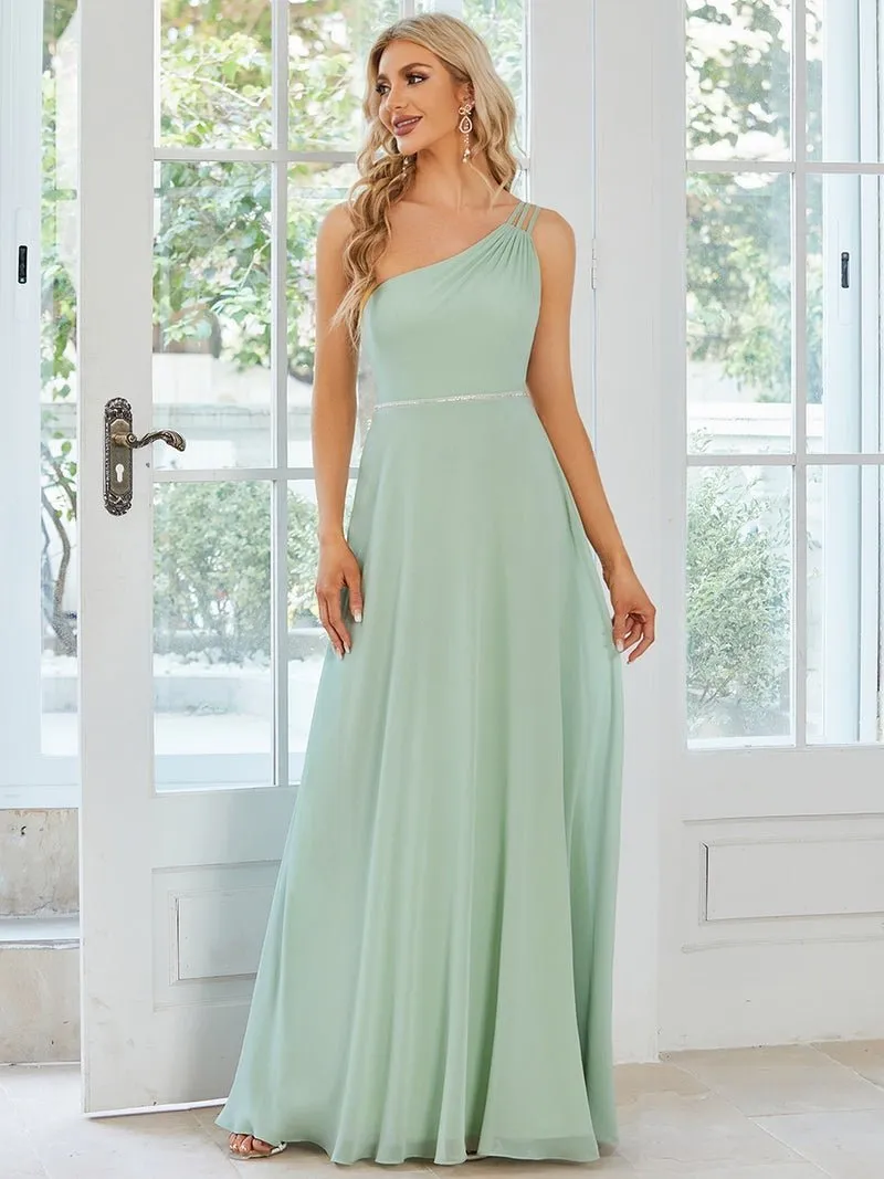 Sisalee one shoulder chiffon bridesmaid dress