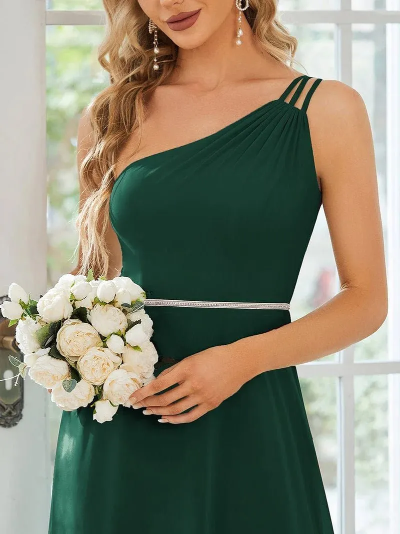 Sisalee one shoulder chiffon bridesmaid dress