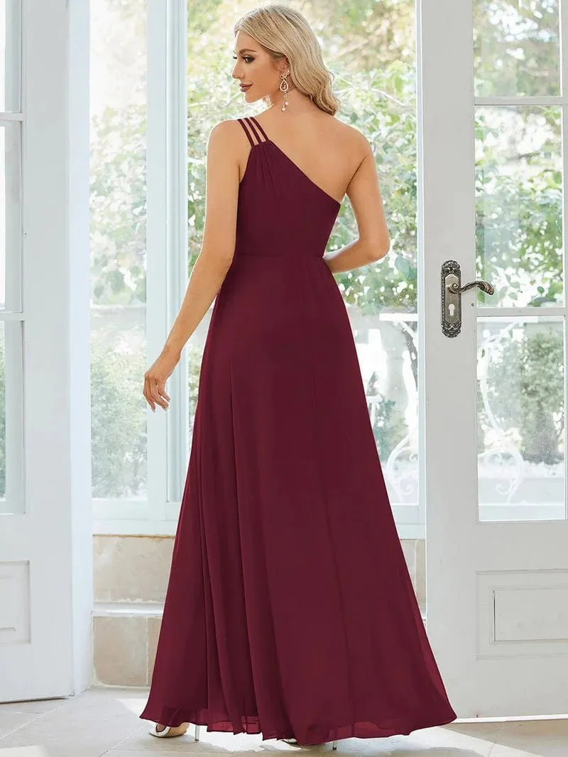Sisalee one shoulder chiffon bridesmaid dress