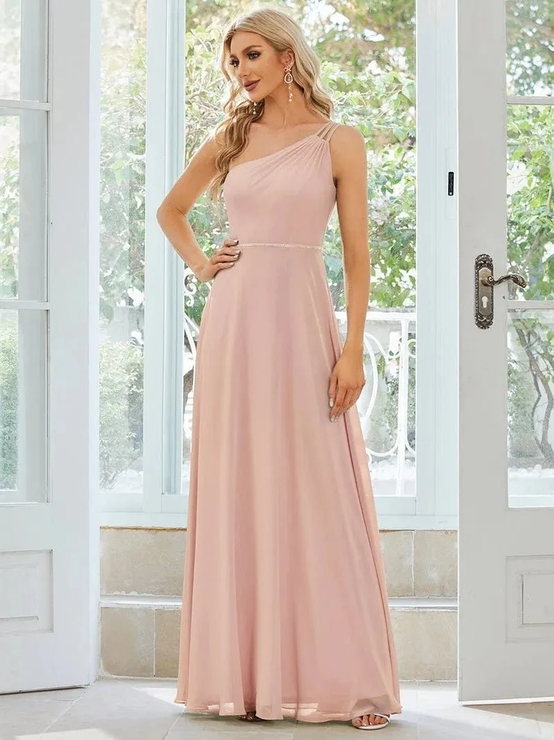 Sisalee one shoulder chiffon bridesmaid dress