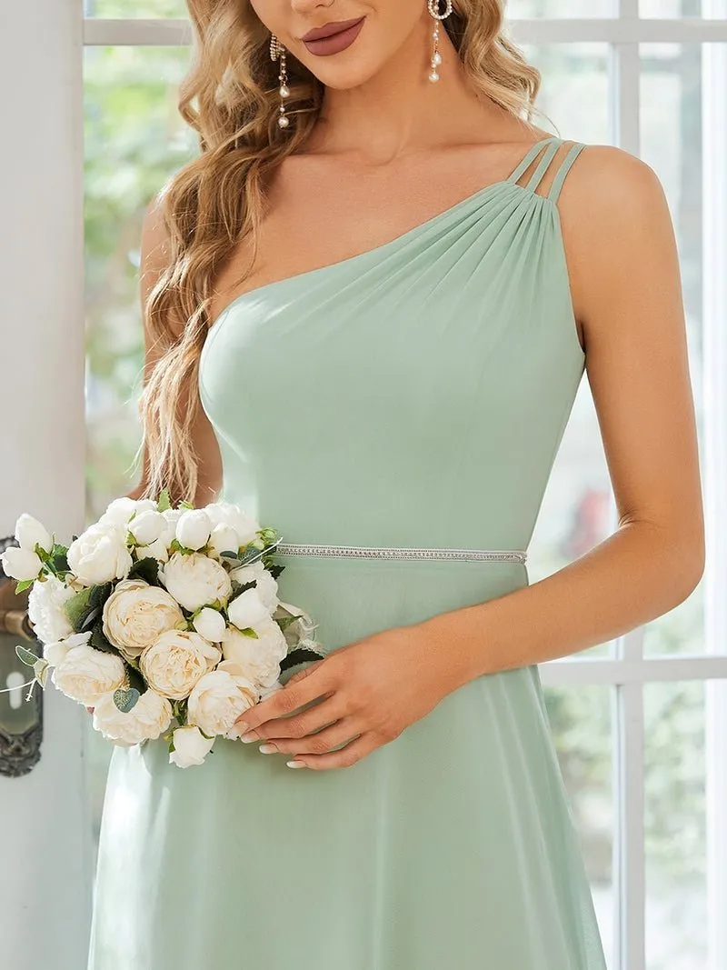 Sisalee one shoulder chiffon bridesmaid dress