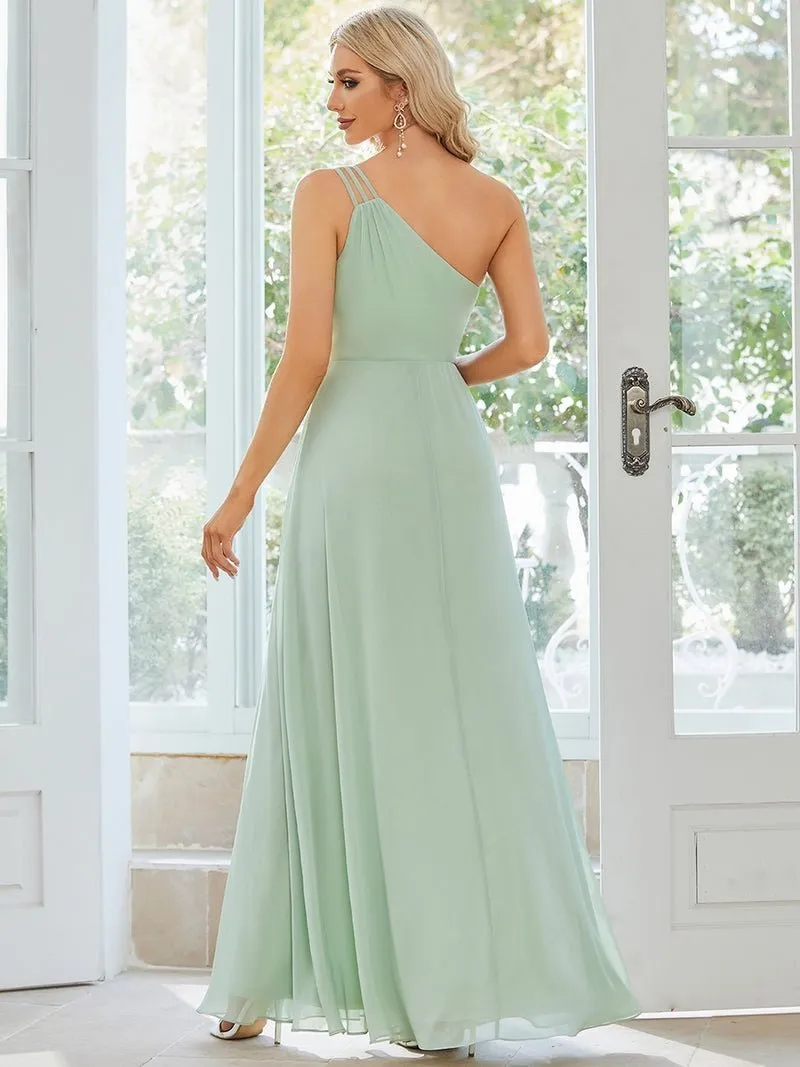 Sisalee one shoulder chiffon bridesmaid dress