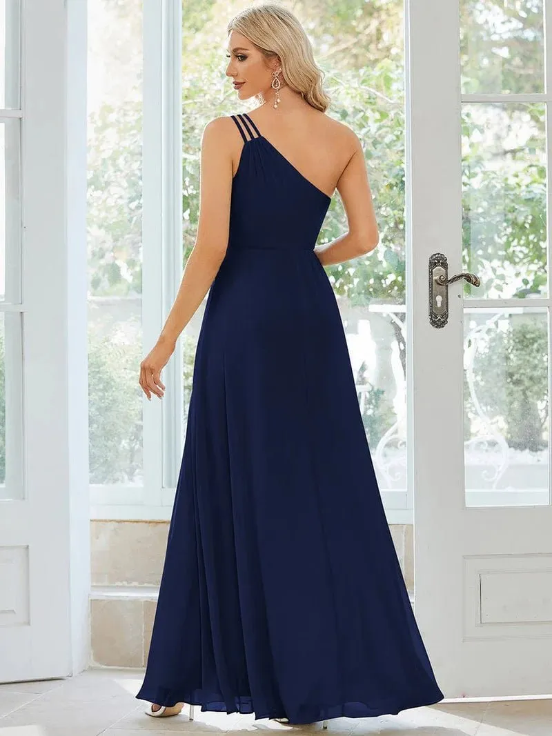 Sisalee one shoulder chiffon bridesmaid dress