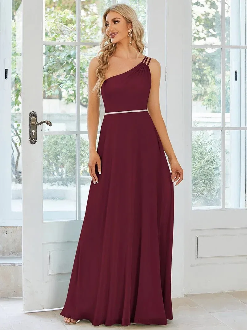 Sisalee one shoulder chiffon bridesmaid dress