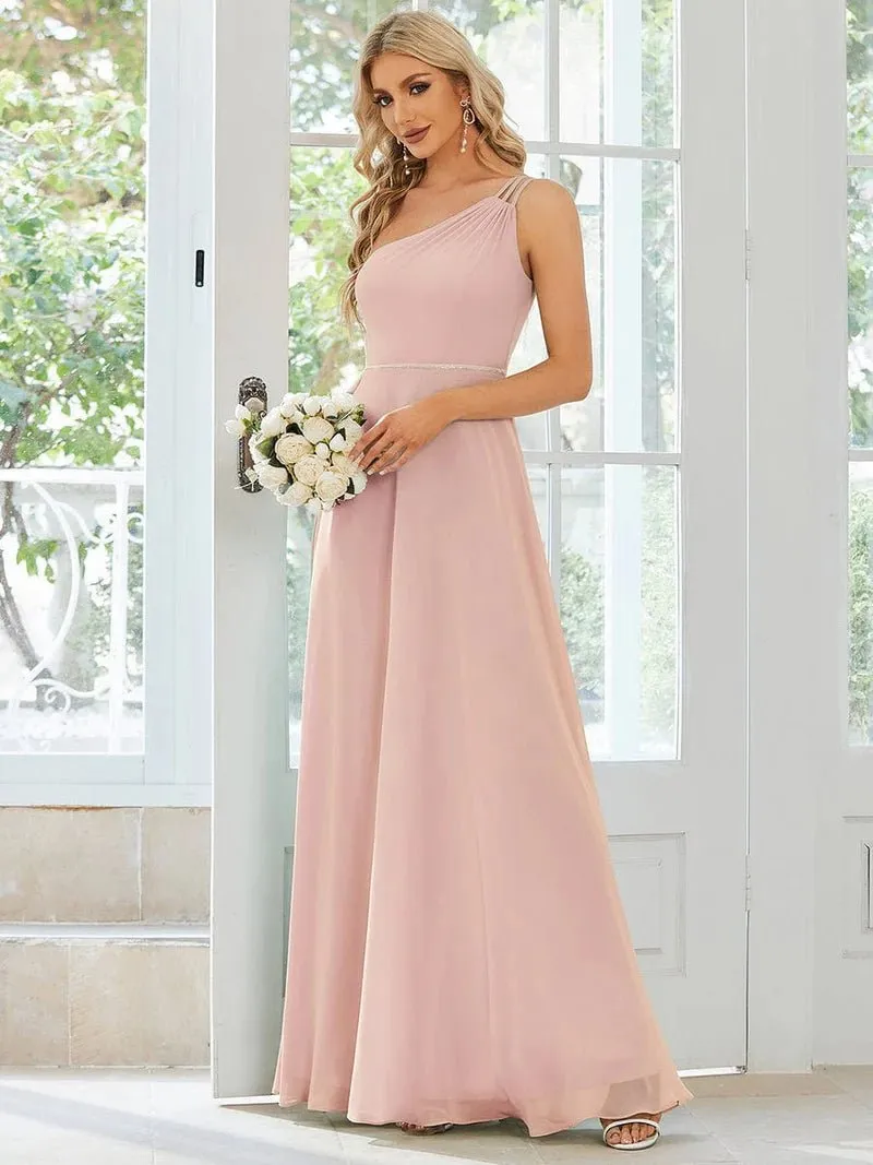 Sisalee one shoulder chiffon bridesmaid dress