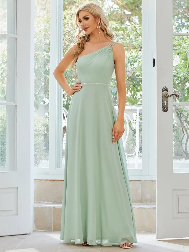 Sisalee one shoulder chiffon bridesmaid dress