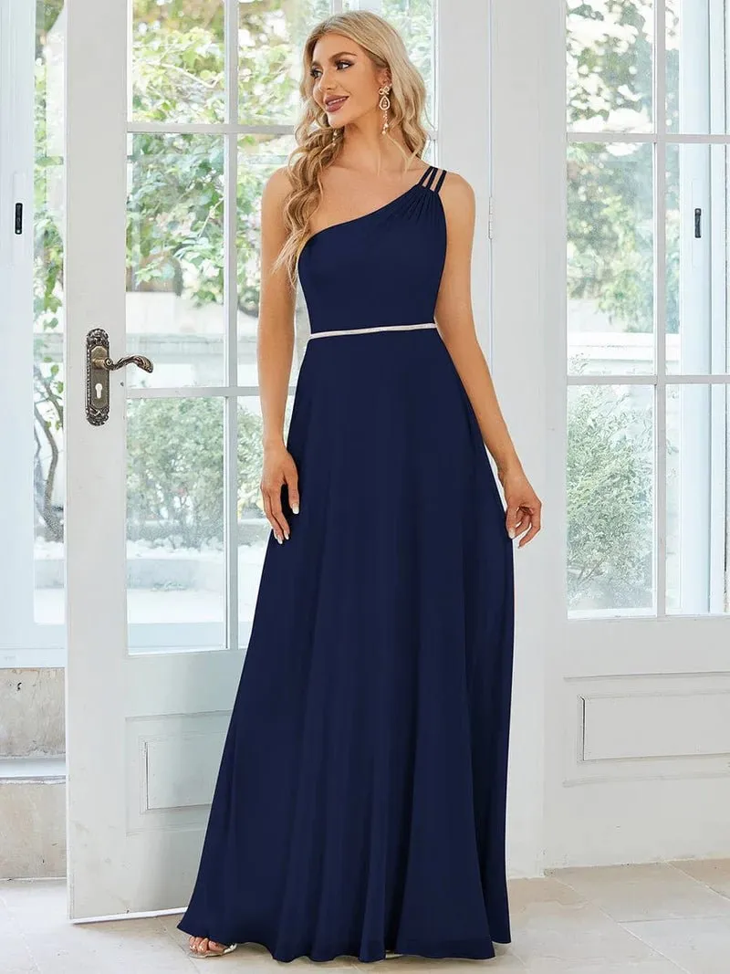 Sisalee one shoulder chiffon bridesmaid dress