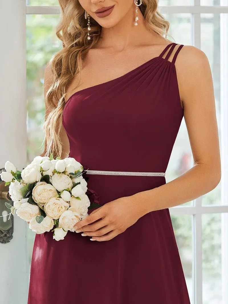 Sisalee one shoulder chiffon bridesmaid dress