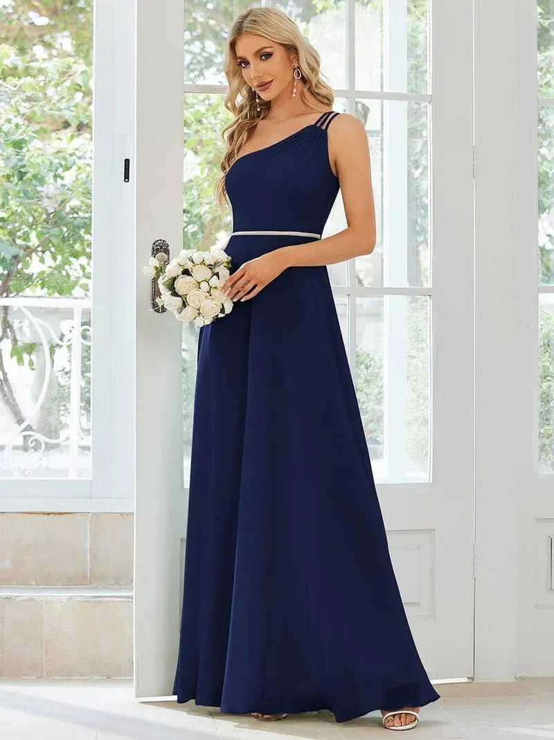 Sisalee one shoulder chiffon bridesmaid dress