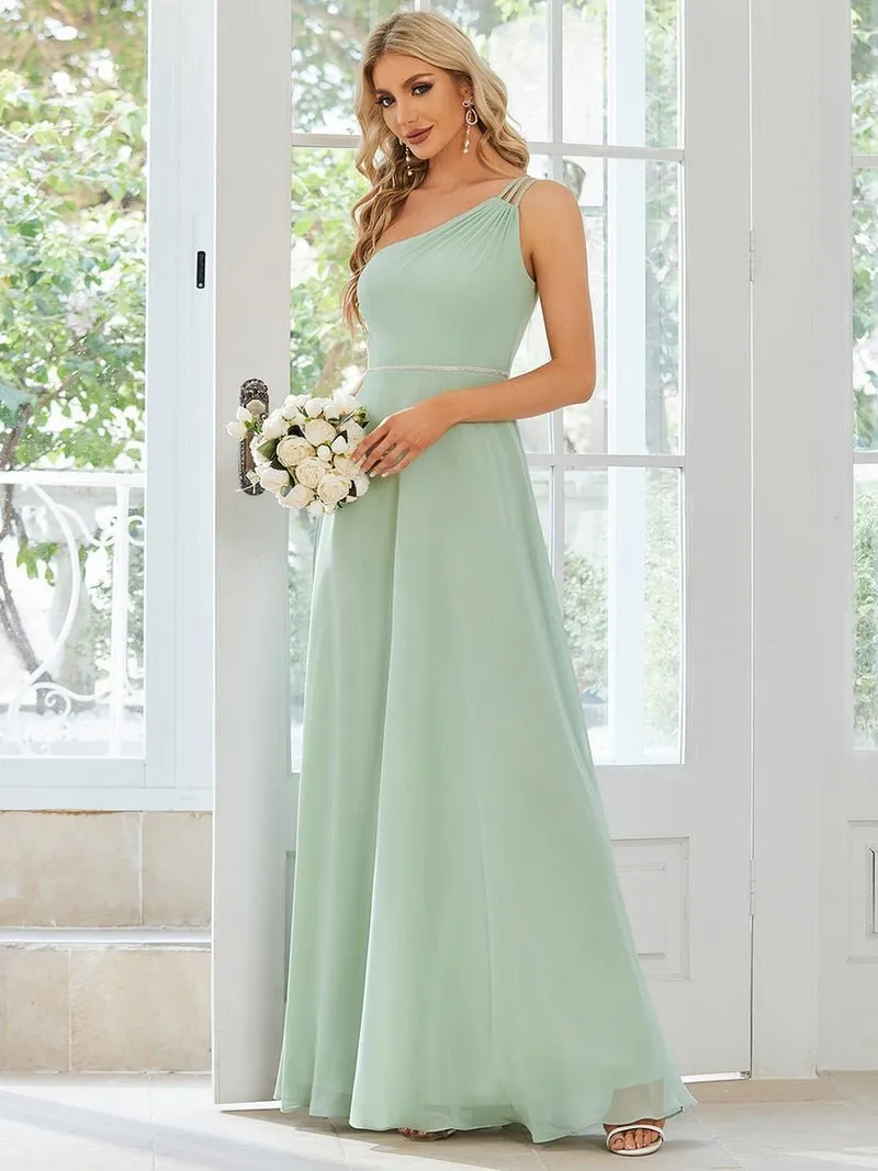 Sisalee one shoulder chiffon bridesmaid dress