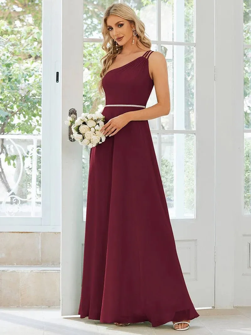 Sisalee one shoulder chiffon bridesmaid dress