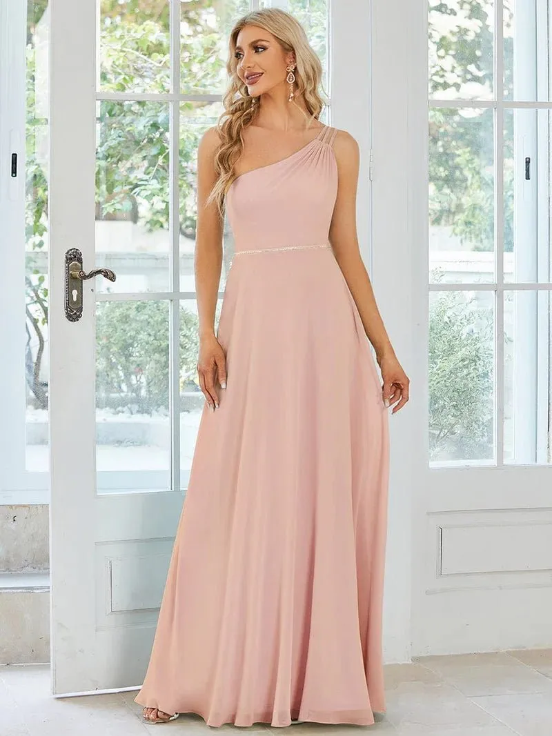 Sisalee one shoulder chiffon bridesmaid dress