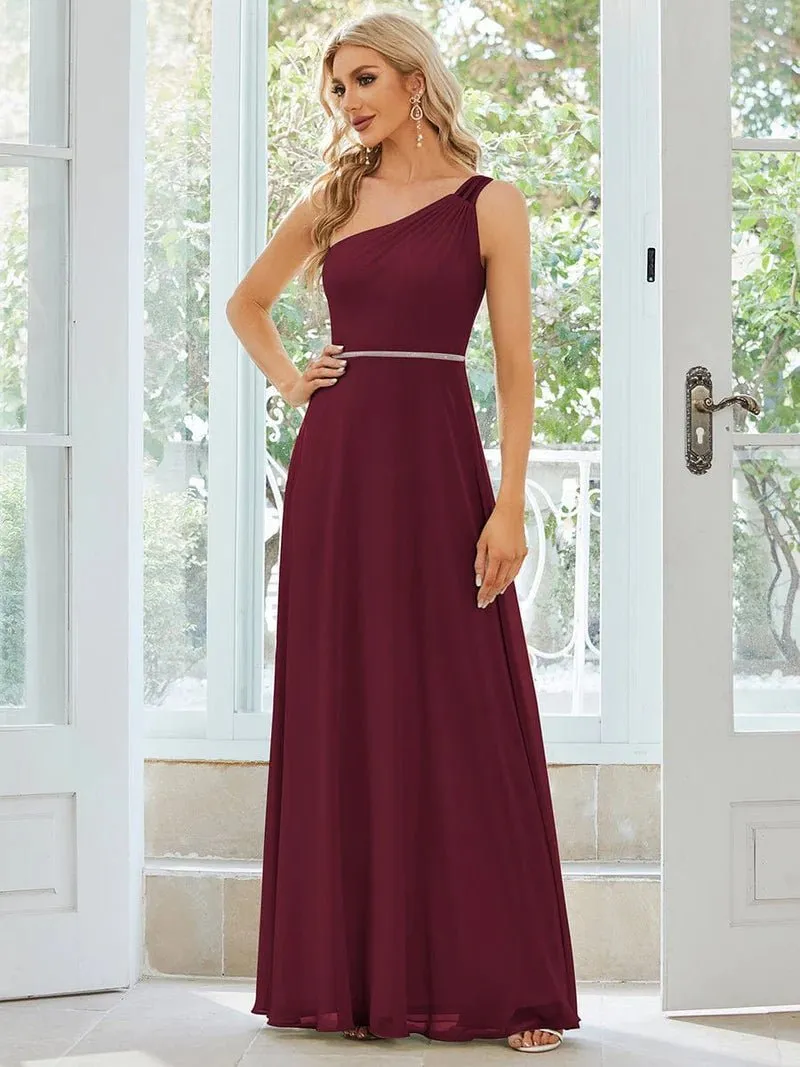 Sisalee one shoulder chiffon bridesmaid dress