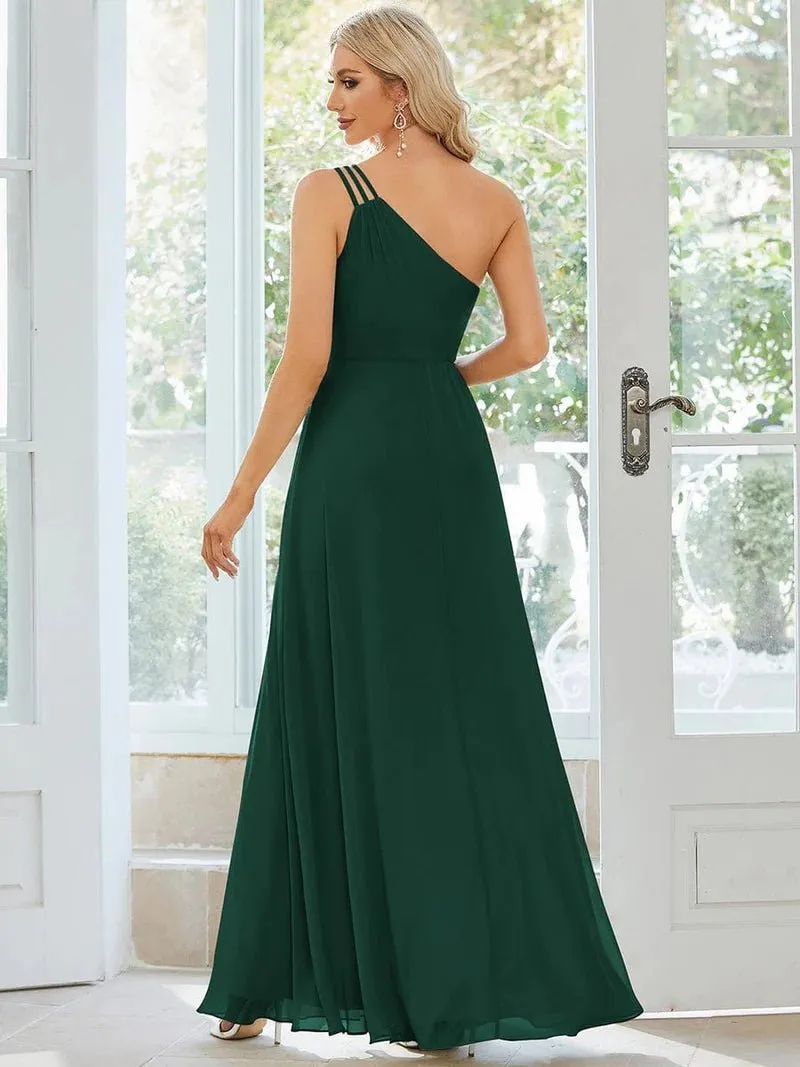Sisalee one shoulder chiffon bridesmaid dress