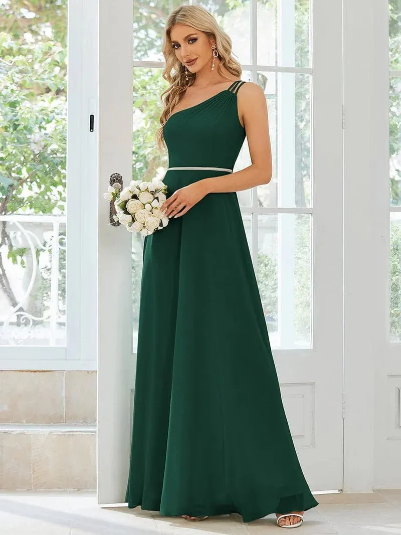 Sisalee one shoulder chiffon bridesmaid dress
