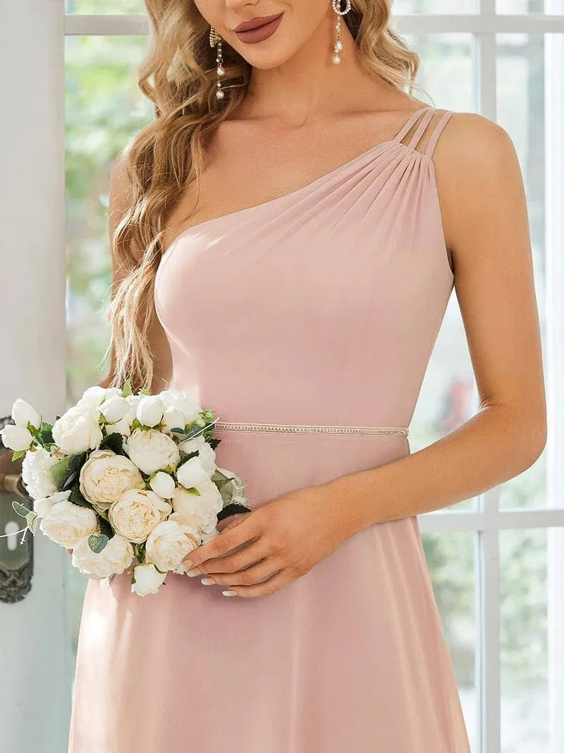 Sisalee one shoulder chiffon bridesmaid dress