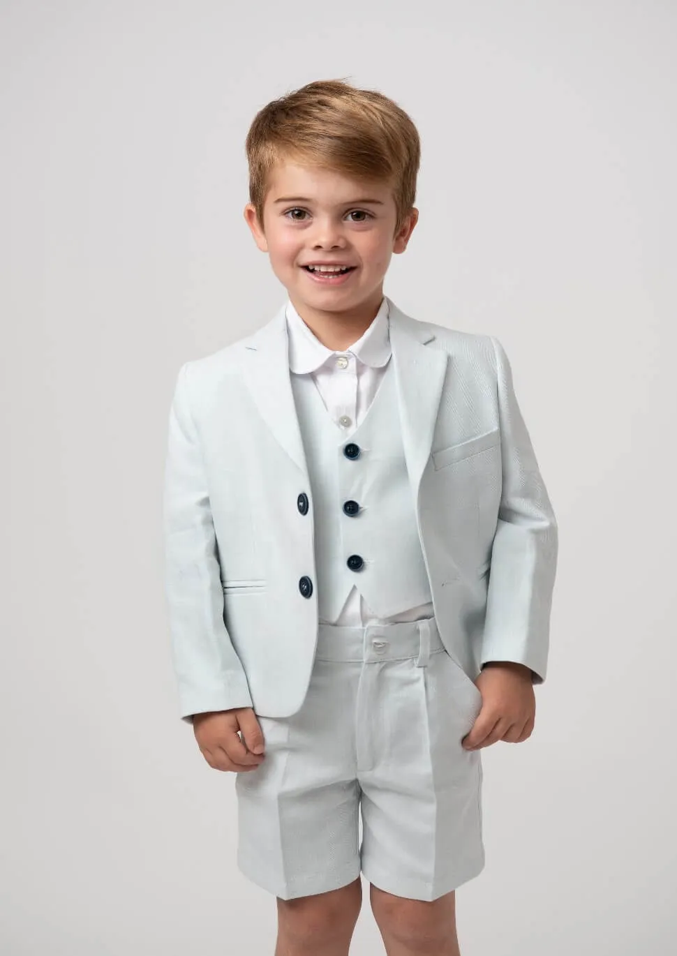 Sky Linen Three Piece Suit