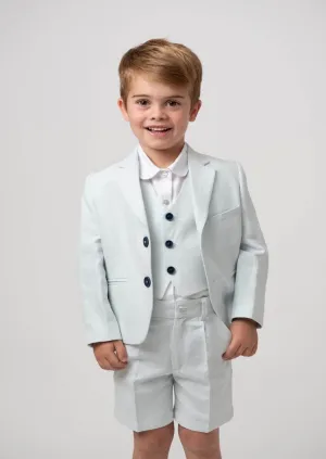 Sky Linen Three Piece Suit