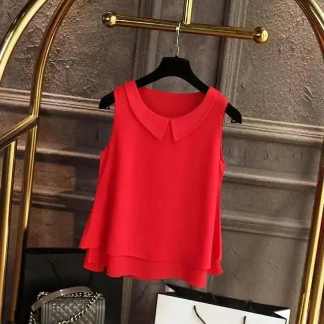 Sleeveless Shirt Women casual loose top double layer