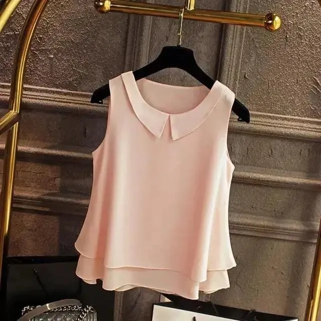 Sleeveless Shirt Women casual loose top double layer