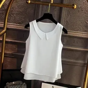 Sleeveless Shirt Women casual loose top double layer