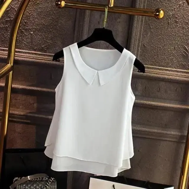 Sleeveless Shirt Women casual loose top double layer