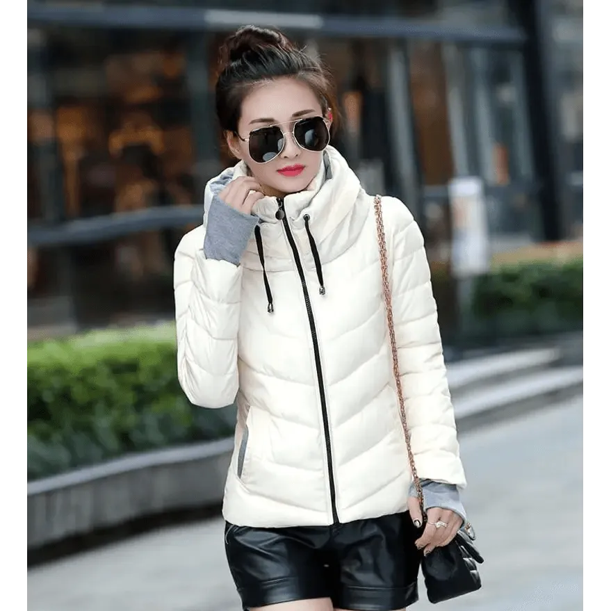 Soft And Comfortable Winter Jacket For Women Short Women's Thicken Outerwear In solid hooded Coats Zipper For Female Slim Cotton padded basic tops