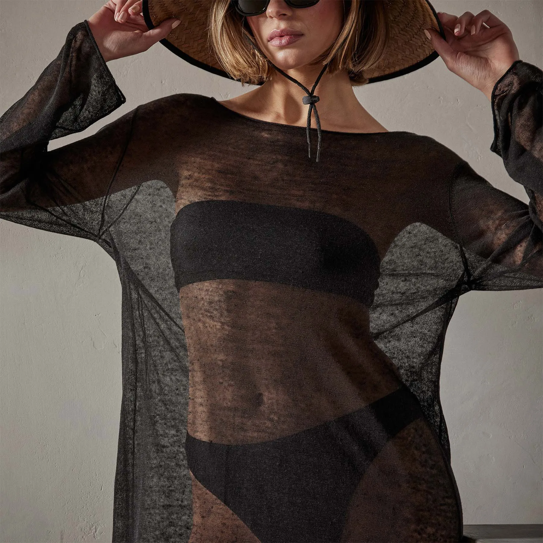 Soleil Linen Caftan - Black