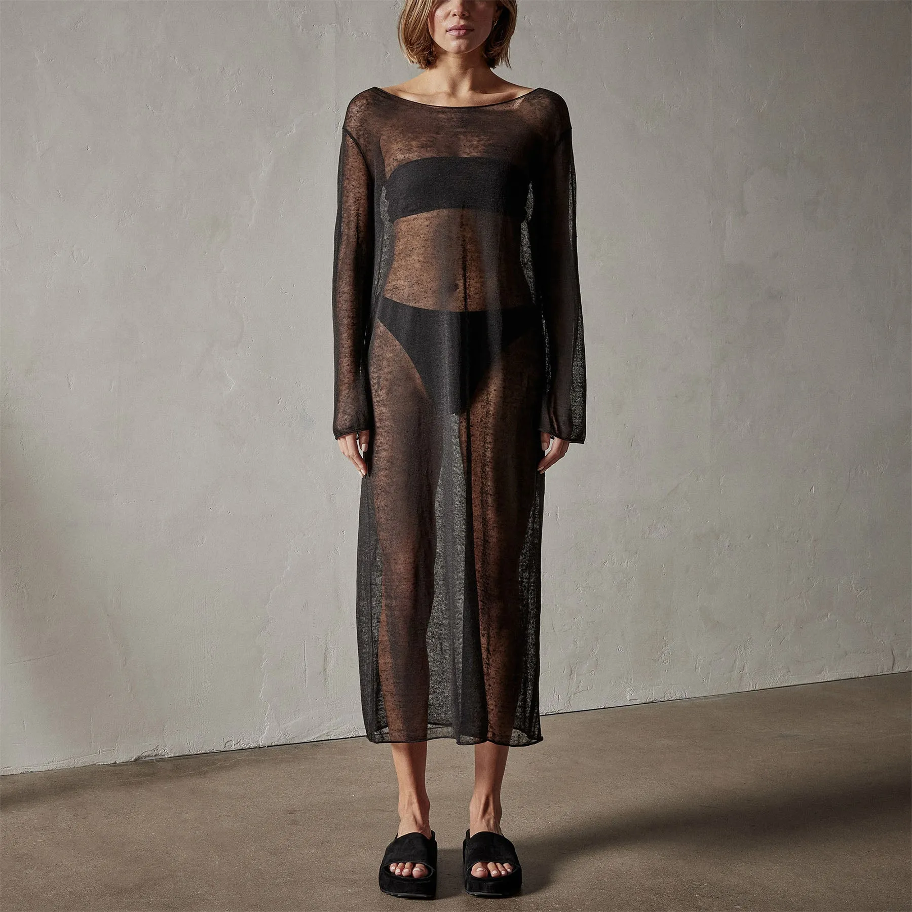Soleil Linen Caftan - Black