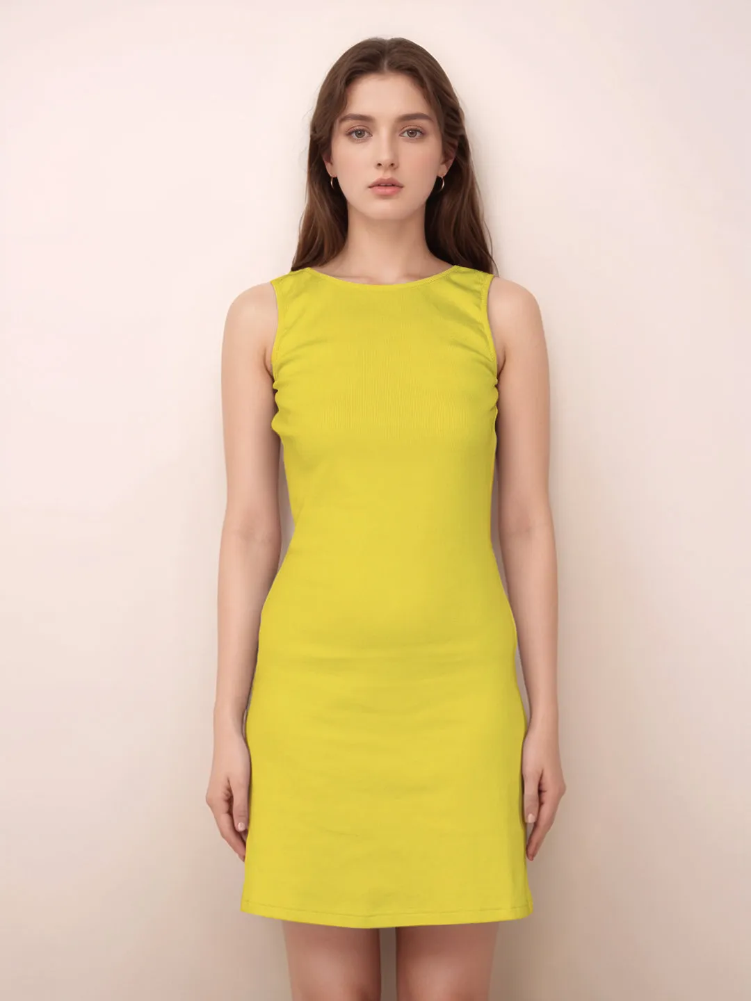 Solid Boat Neck Short Dress