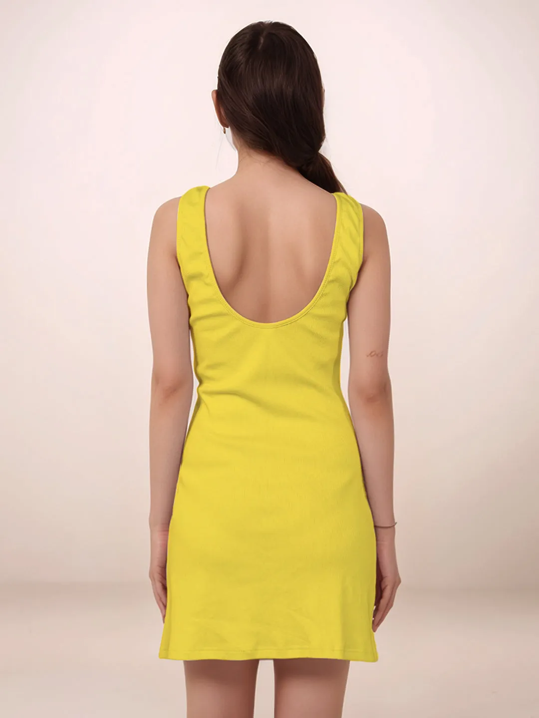 Solid Boat Neck Short Dress