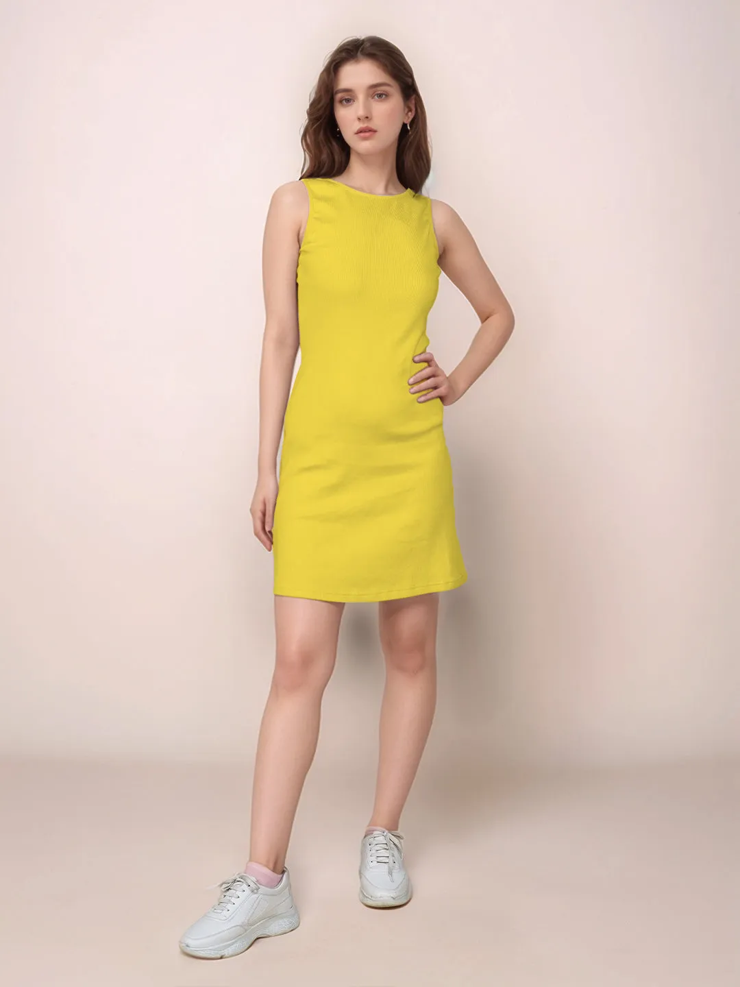 Solid Boat Neck Short Dress