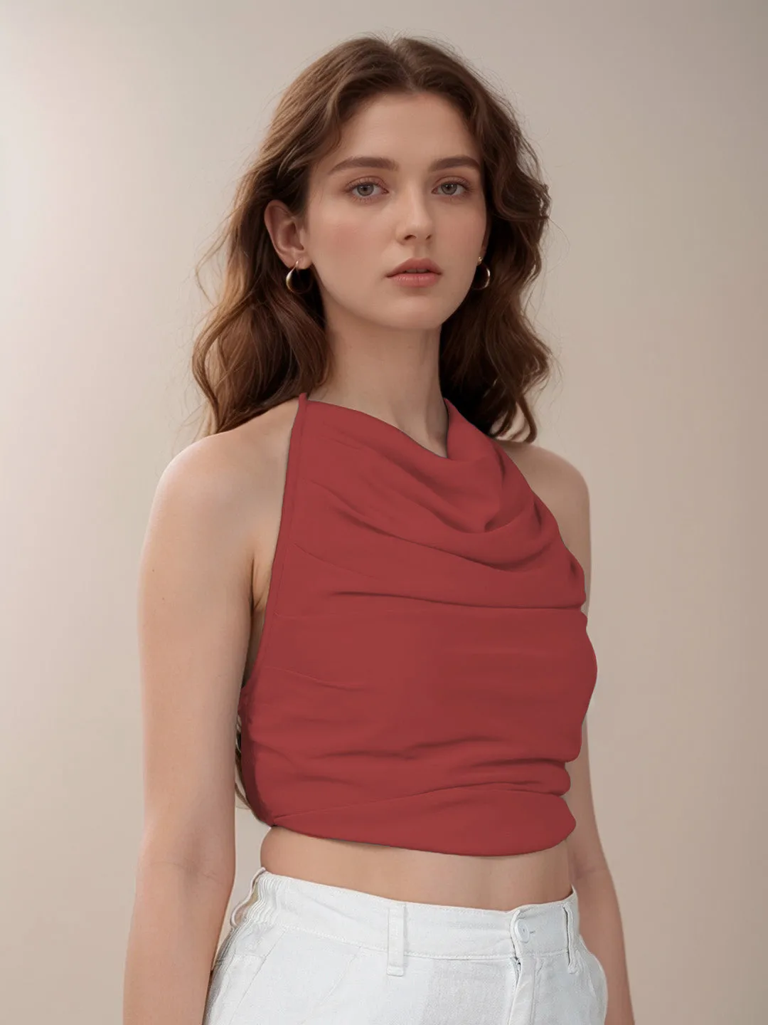 Solid Cowl Neck Top