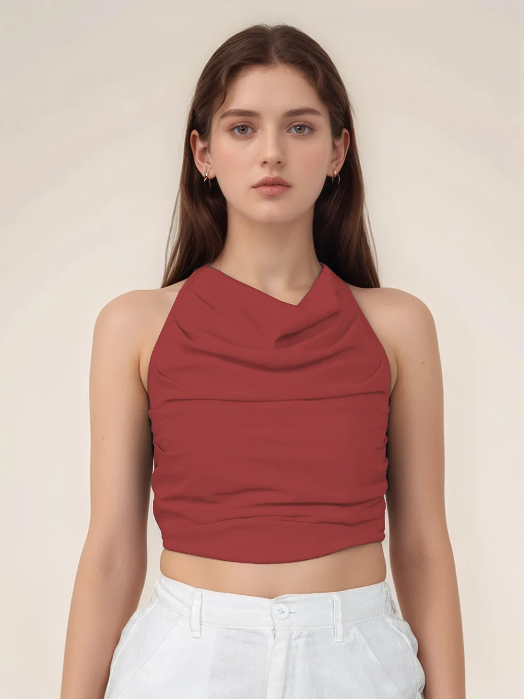 Solid Cowl Neck Top