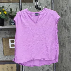 Splendid Womens V-Neck Linen Blend Cap Sleeve Blouse Shirt Top Lilac Purple L