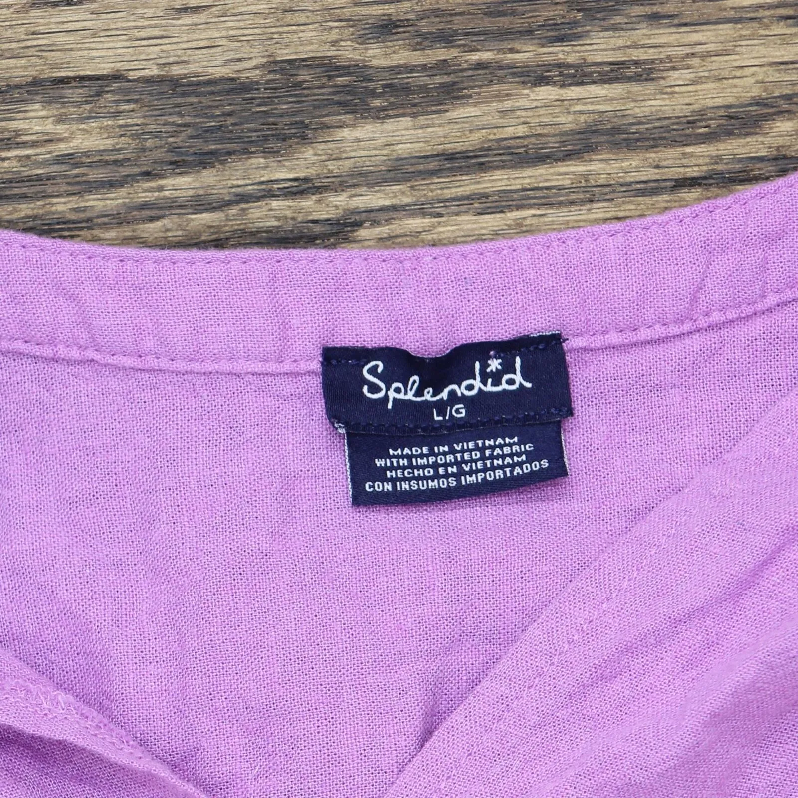 Splendid Womens V-Neck Linen Blend Cap Sleeve Blouse Shirt Top Lilac Purple L