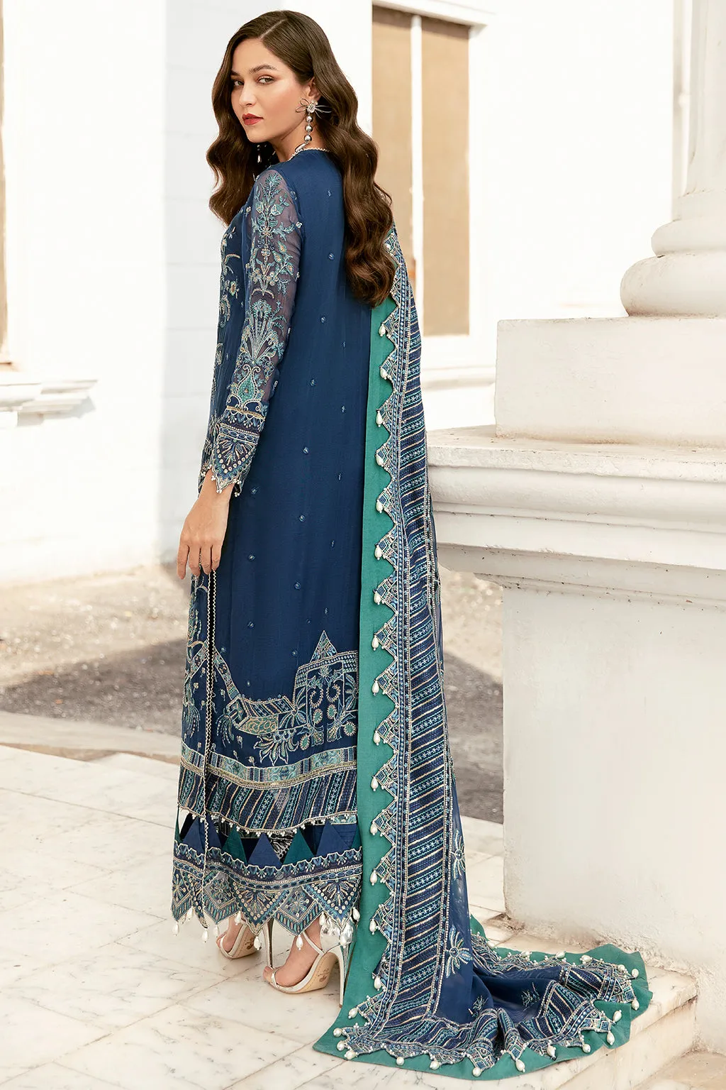 Steller Bleue  | Afrozeh LA Fuchsia'22 Collection | Unstitched Chiffon Suits