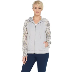 Susan Graver Women's French Terry Jacket With Chiffon Sleeves