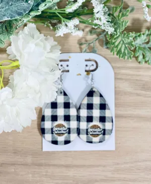 Sweater Weather Buffalo Plaid Wooden Earrings