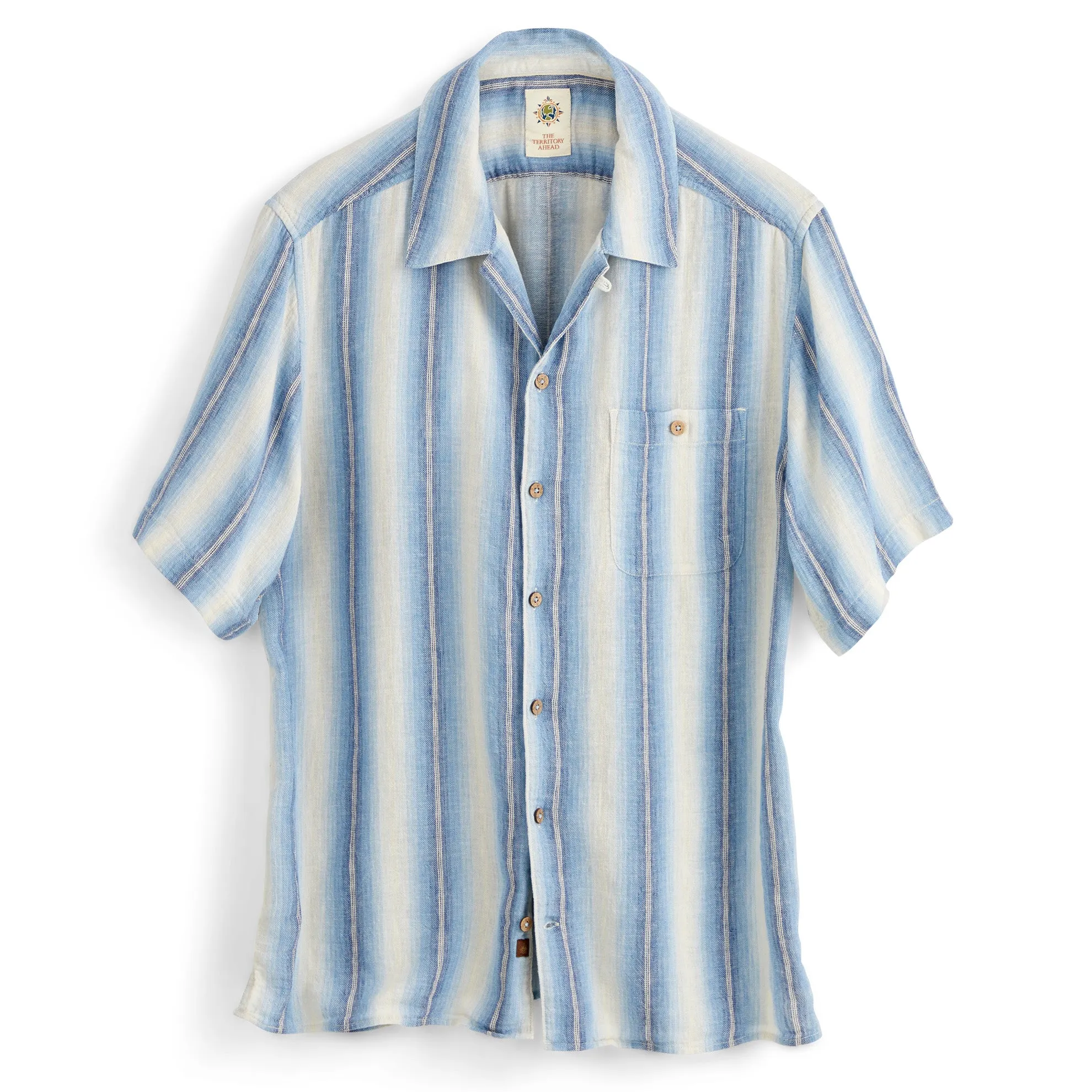 Tall Blue Ombre Linen Cotton Stripe