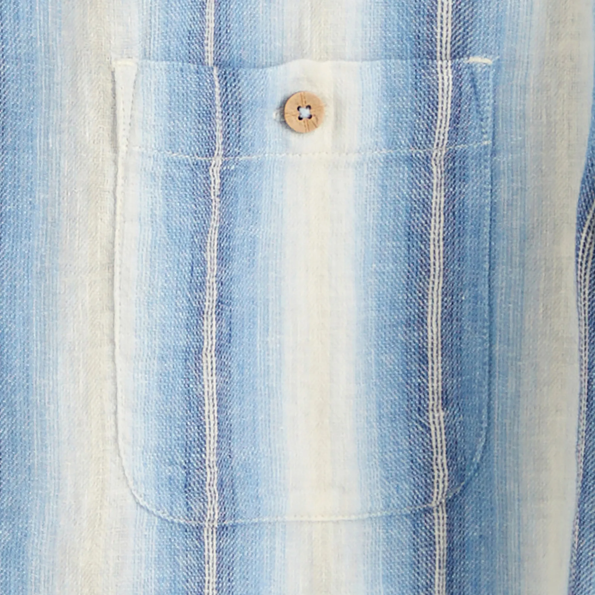Tall Blue Ombre Linen Cotton Stripe