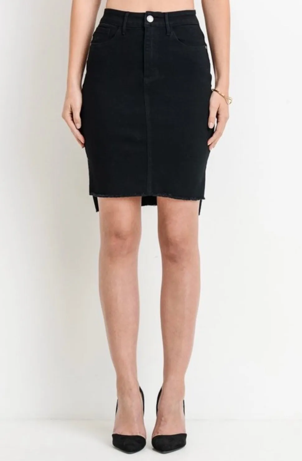 Tamara Denim Black Midi Skirt