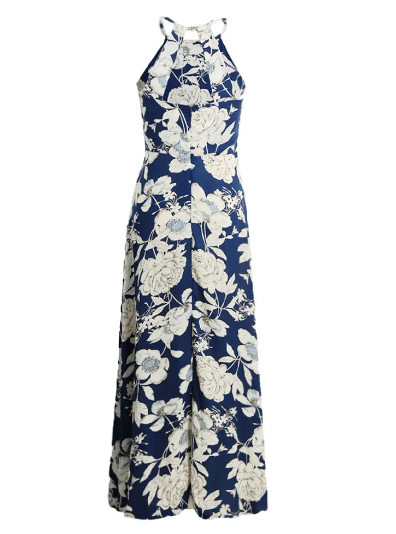 TastyHottie - Maxi Boho Dress Halter Neck Floral Print Sleeveless