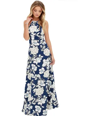 TastyHottie - Maxi Boho Dress Halter Neck Floral Print Sleeveless