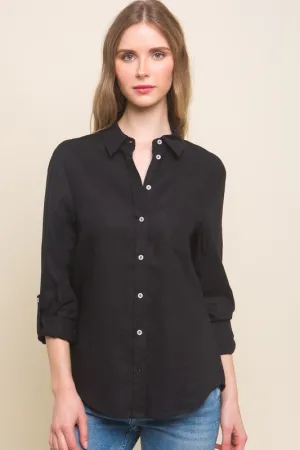 The Cary Linen top-Black