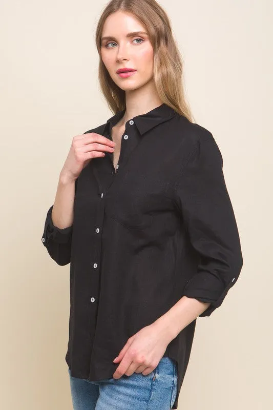 The Cary Linen top-Black