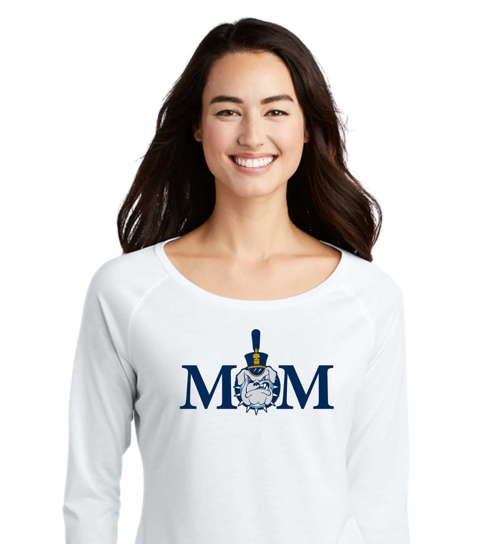 The Citadel, Mom & Spike Ladies Long Sleeve Tri-Blend Wicking Scoop Neck Raglan Tee Shirt