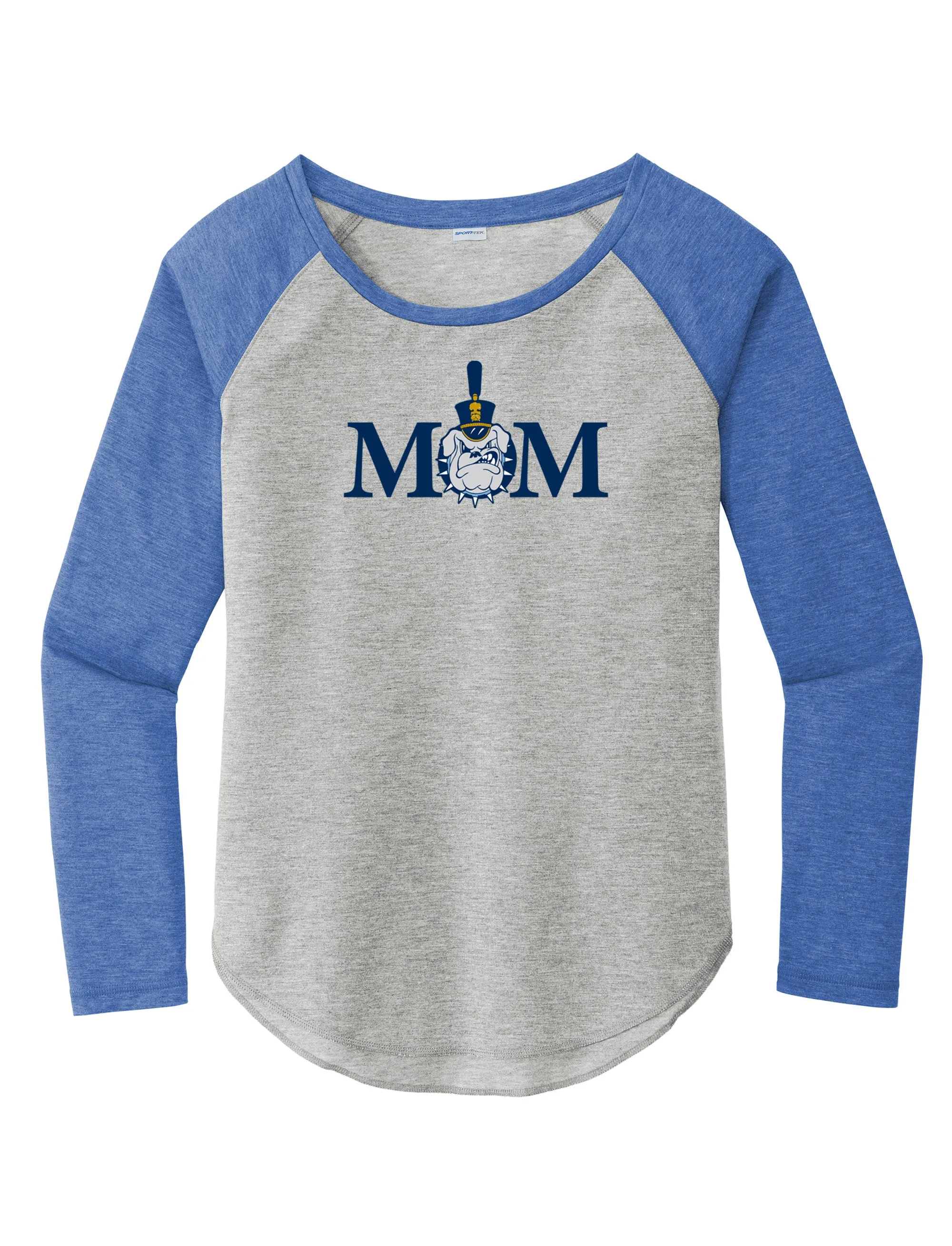 The Citadel, Mom & Spike Ladies Long Sleeve Tri-Blend Wicking Scoop Neck Raglan Tee Shirt