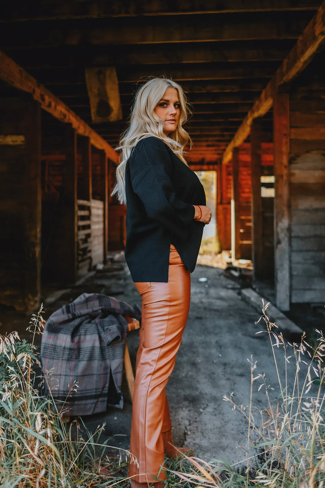 The Josie Vegan Leather Pant - Camel