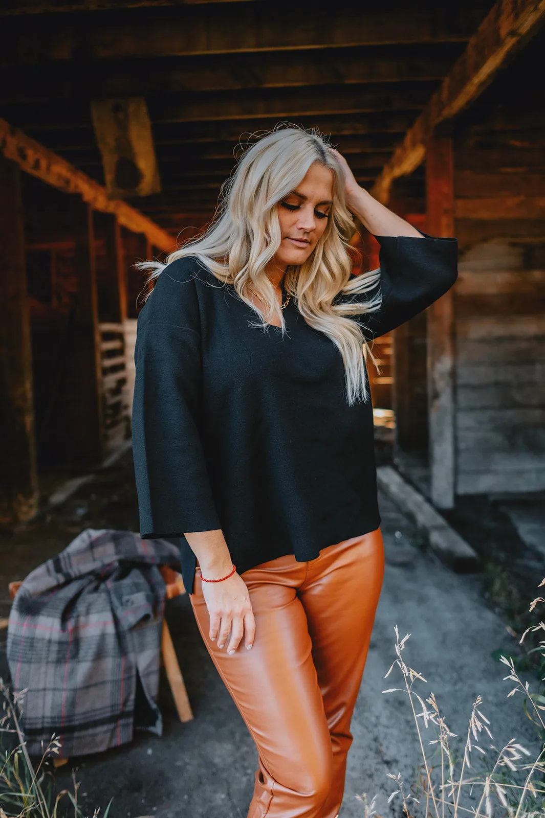 The Josie Vegan Leather Pant - Camel